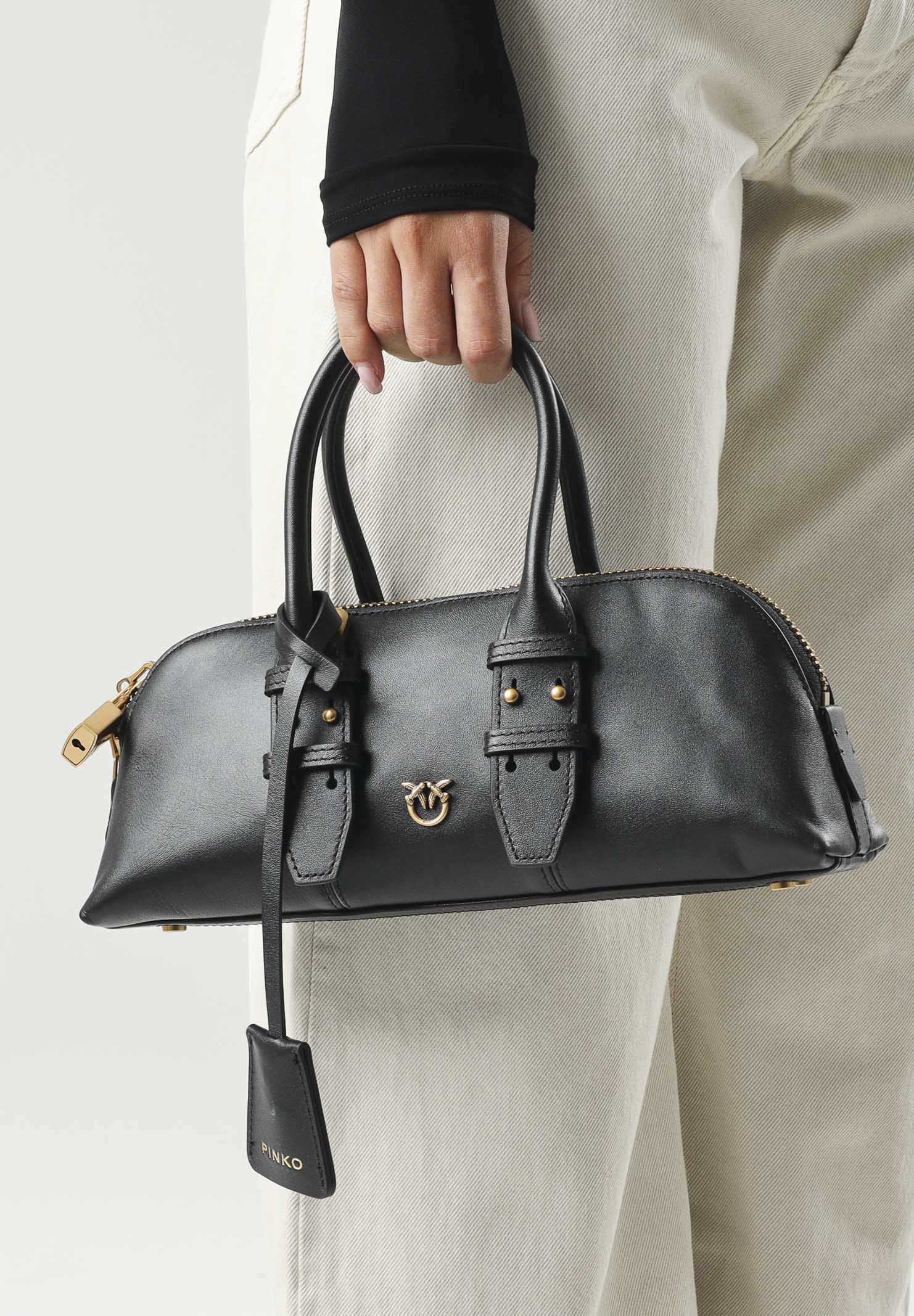 PINKO Borsa LOVE ONE POCKET C Nero-Antique Gold, da donna con chiusura Love Birds 105334A0QO Z99Q PINKO 