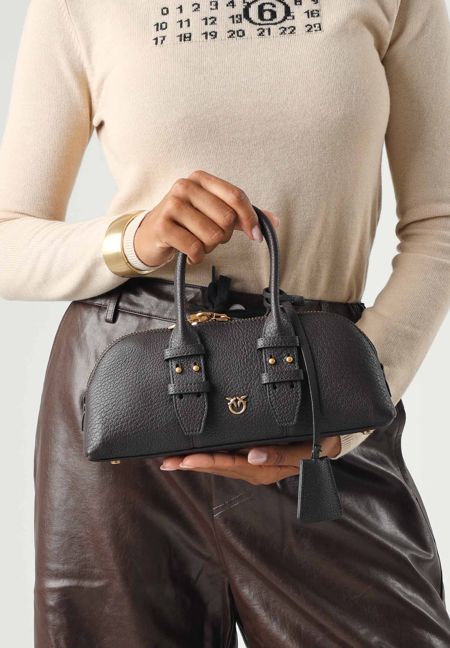 PINKO Borsa a mano BOWLING ORIZZONTALE Marrone da donna  in pelle martellata 105334A3CX M12Q PINKO 