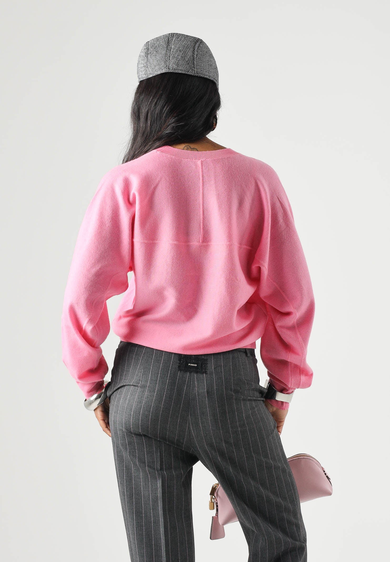 PINKO Maglia LANZAROTE  rosa garofalo da donna con logo LOVE BIRDS 105417A18M O00 PINKO 