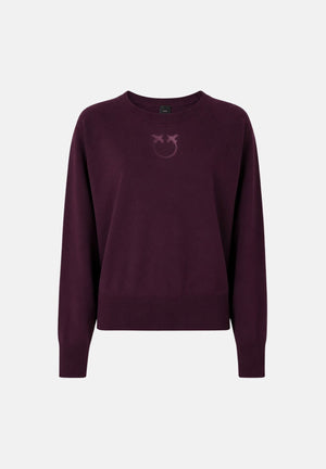 PINKO Maglia LANZAROTE  viola prugna da donna con logo LOVE BIRDS 105417A18M W63 PINKO 