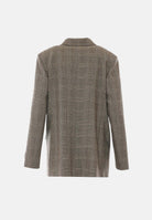 PINKO Giacca NEW GUINEA doppiopetto beige-bordeaux da donna con fantasia Principe di Galles.<BR/> 105617A3FF CYZ PINKO 