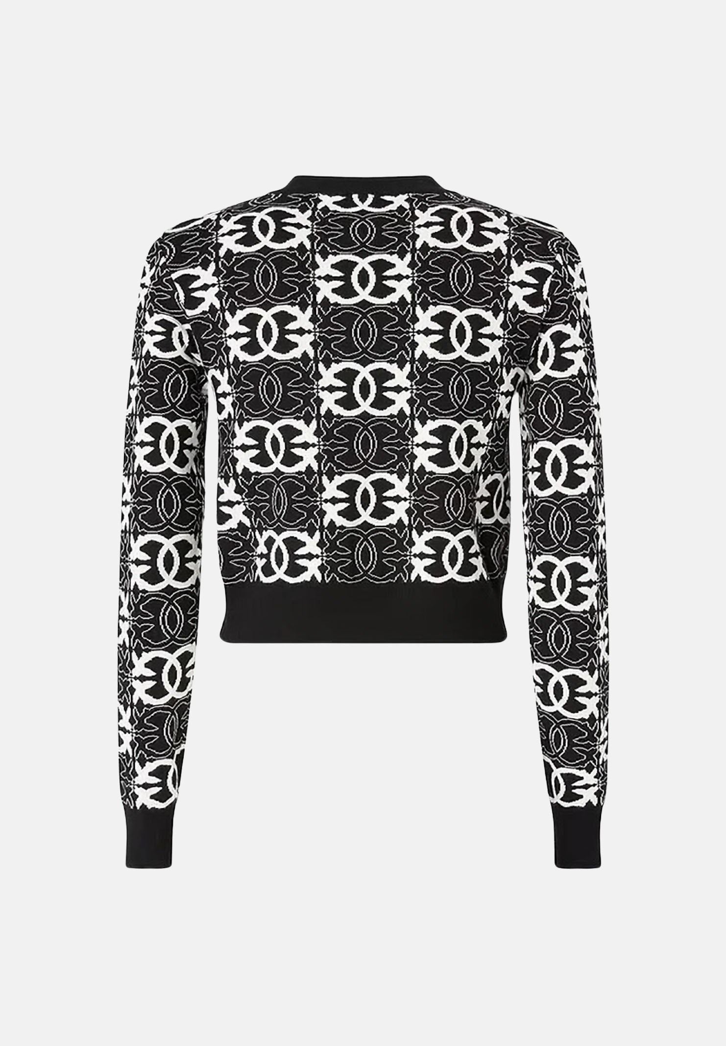 PINKO Maglia GYPSIES  cropped marrone da donna con motivo logo all over 106041A2YD LC2 PINKO 