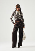 PINKO Maglia GYPSIES  cropped marrone da donna con motivo logo all over 106041A2YD LC2 PINKO 