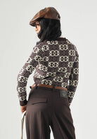 PINKO Maglia GYPSIES  cropped marrone da donna con motivo logo all over 106041A2YD LC2 PINKO 