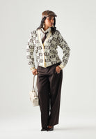 PINKO Cardigan HALG BREED Beige-Marrone beige e marrone da donna. 106042A2YD CL1 PINKO 
