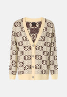 PINKO Cardigan HALG BREED  beige e marrone da donna con motivo logo geometrico all over. 106042A2YD CL1 PINKO 
