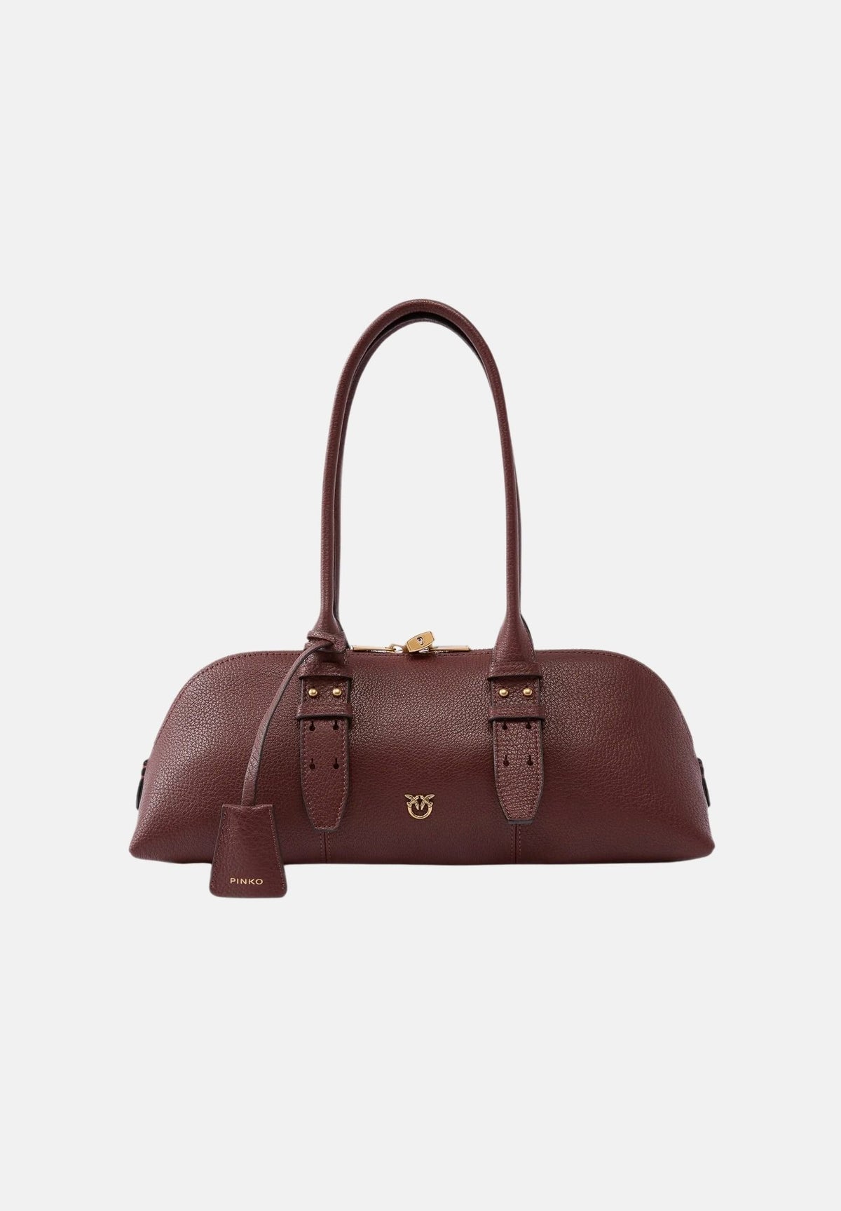 PINKO Borsa BOWLING BAG in pelle, castano intenso bordeaux, da donna in pelle martellata 106169A3CX L88Q PINKO 