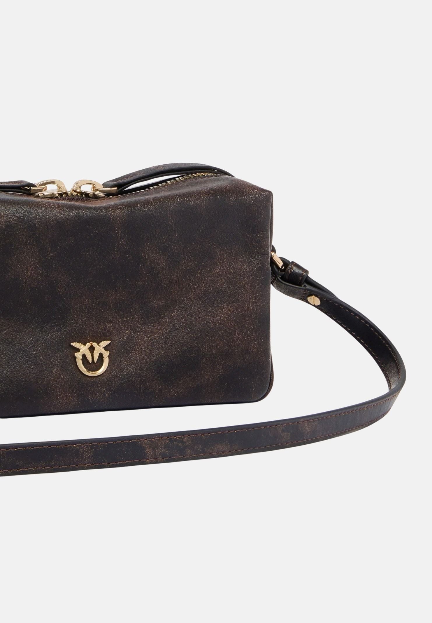PINKO Borsa a spalla TRIPTYCH BOWLING marrone scuro da donna con doppia tracolla rimovibile 106967A3LO L64Y PINKO 