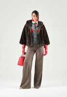 PINKO Giacca BLOUSON chicco di caffè-marrone da donna effetto pelliccia<BR/> 107054A3C5 M11 PINKO 