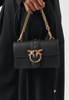 PINKO Borsa Mini LOVE BAG ONE nera da donna con fibbia gioiello Love Birds e tracolla in catena 107071A0F1 Z99Q PINKO 
