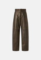 PINKO Pantalone PAPAVERO marrone da donna  con impunture a vista e logo sagomato ricamato 107077A3E8 L64 PINKO 