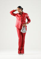 PINKO Camicia effetto nappa rosso-porpora da donna  con finitura lucida <BR/> 107128A3EQ R45 PINKO 
