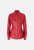 PINKO CAMBRIA Camicia effetto nappa rosso-porpora da donna  con finitura lucida <BR/> 107128A3EQ R45 PINKO 