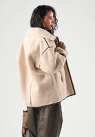 PINKO Montone CELOSIA PECAOAT marrone-beige da donna con colletto alto e chiusura frontale con zip. 107165A3FJ ZL3 PINKO 