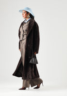 PINKO Pelliccia CALENDULA COAT marrone testa di moro da donna con cintura in vita e chiusura a portafoglio. 107168A3FK L72 PINKO 