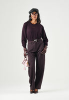 PINKO Pantaloni  NEW LEXY  bordeaux scuro da donna con cintura e fibbia Love Birds Diamond Cut. 107201A18E RR7 PINKO 