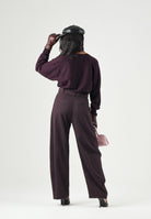 PINKO Pantaloni  NEW LEXY  bordeaux scuro da donna con cintura e fibbia Love Birds Diamond Cut. 107201A18E RR7 PINKO 