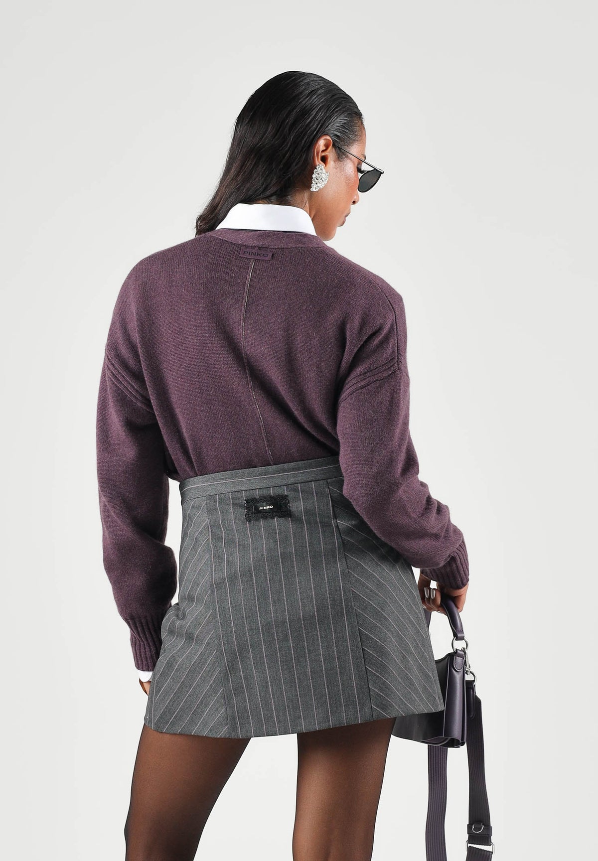 PINKO Cardigan VIENNA prugna da donna con bottoncini 107212A3G1 W63 PINKO 