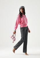 PINKO Pantaloni PLEIONE in misto lana multigrigio da donna con fantasia a piega <BR/> 107264A3FF IN4 PINKO 