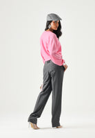 PINKO Pantaloni PLEIONE in misto lana multigrigio da donna con fantasia a piega <BR/> 107264A3FF IN4 PINKO 