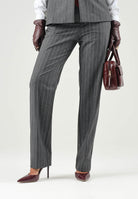 PINKO Pantaloni PLEIONE in misto lana multigrigio da donna con fantasia a piega <BR/> 107264A3FF IN4 PINKO 