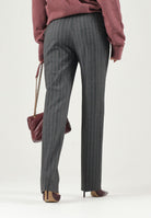 PINKO Pantaloni PLEIONE in misto lana multigrigio da donna con fantasia a piega <BR/> 107264A3FF IN4 PINKO 