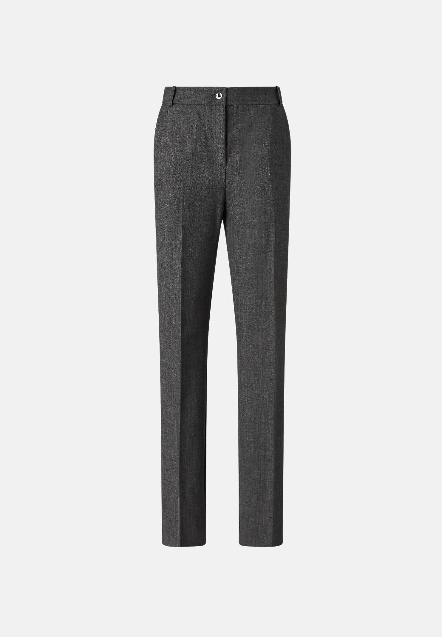 PINKO Pantaloni PLEIONE a sigaretta in misto lana stretch grigio corvo  da donna con fantasia a spiga. 107264A3IF I76 PINKO 