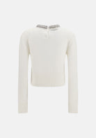 PINKO Maglia  BARLINO girocollo Bianco Inverno da donna con dettaglio gioiello. 107274A3GI Z03 PINKO 