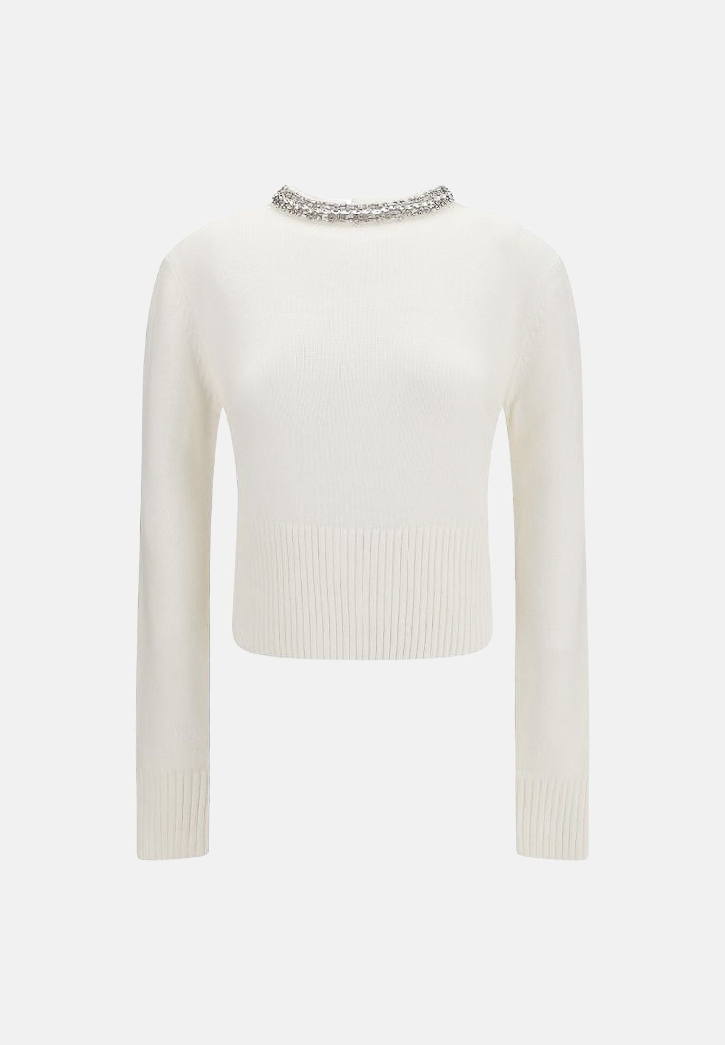 PINKO Maglia  BARLINO girocollo Bianco Inverno da donna con dettaglio gioiello. 107274A3GI Z03 PINKO 
