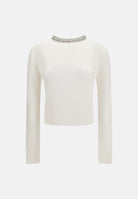 PINKO Maglia  BARLINO girocollo Bianco Inverno da donna con dettaglio gioiello. 107274A3GI Z03 PINKO 