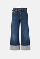 PINKO Jeans CYNTIA TURN UP cropped wide leg lavaggio scuro da  donna con risvolto al fondo. 107277A3HG PJB PINKO 