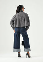 PINKO Jeans CYNTIA TURN UP cropped wide leg Lavaggio scuro da  donna. 107277A3HG PJB PINKO 