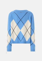 PINKO Maglia BERNA Azzurro-Panna da donna con motivo argyle. 107377A3JE EC4 PINKO 