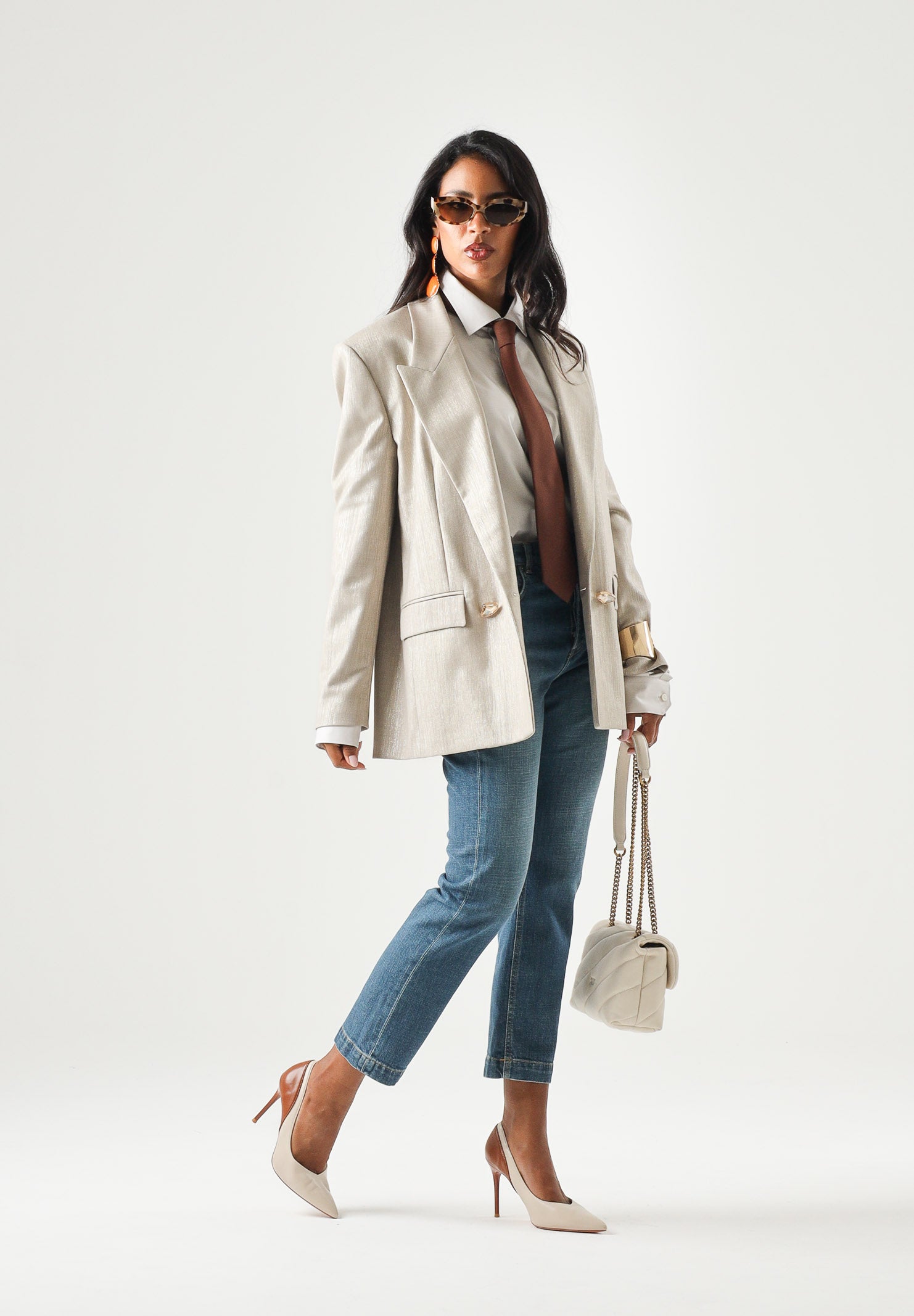 PINKO Blazer  DOPPIOPETTO METALLIZZATO multi beige e oro da donna 107421A3G4 CH3 PINKO 