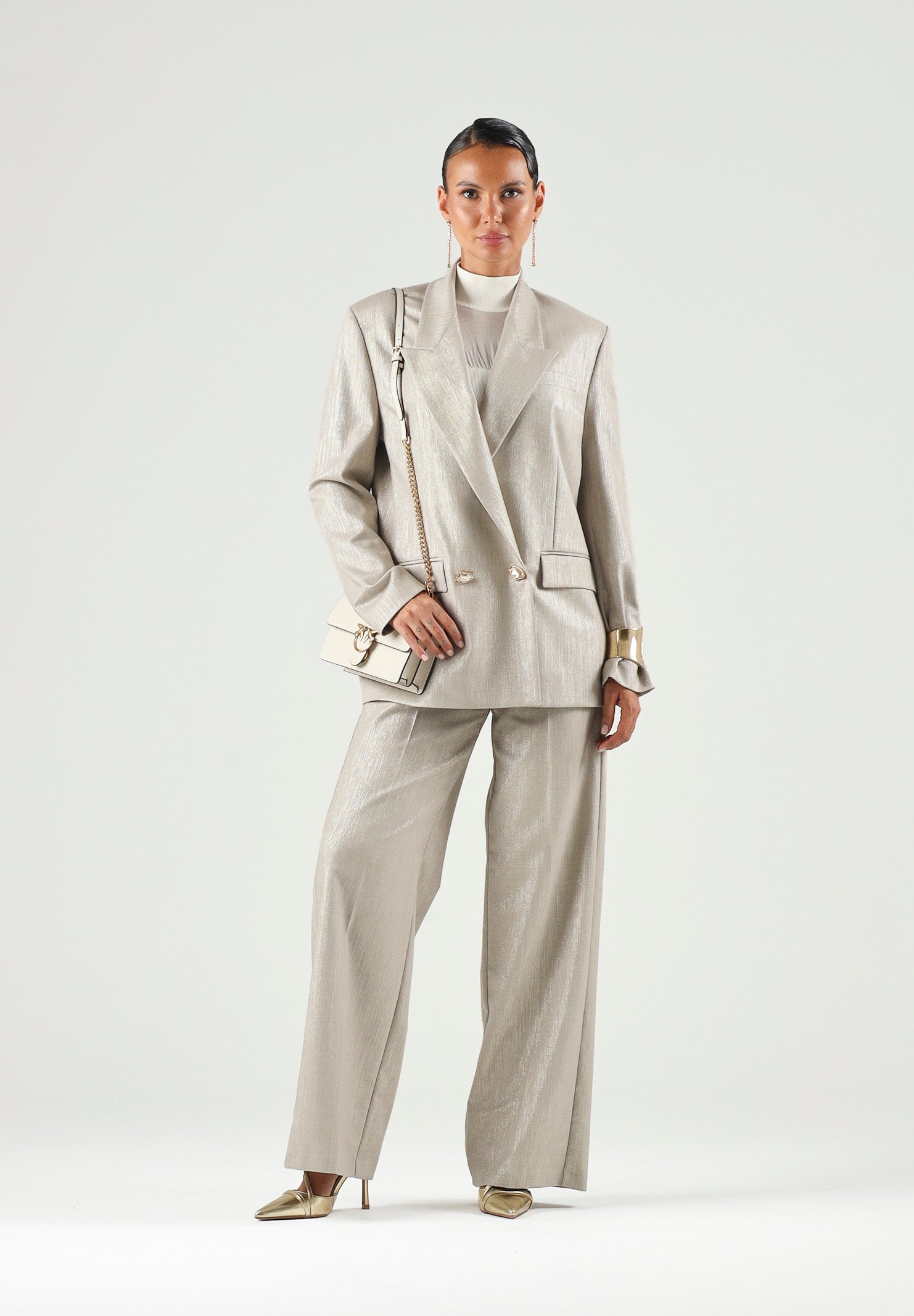 PINKO Blazer  DOPPIOPETTO METALLIZZATO multi beige e oro da donna 107421A3G4 CH3 PINKO 