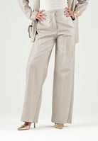 PINKO Pantaloni palazzo METAL WOOL Multi Beige-Oro da donna. 107422A3G4 CH3 PINKO 