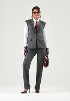 PINKO Gilet GENISTA  grigio e rosa per donna con motivi gessati e spalle strutturate 107428A3FF IN4 PINKO 