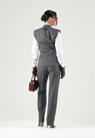 PINKO Gilet GENISTA  grigio e rosa per donna con motivi gessati e spalle strutturate 107428A3FF IN4 PINKO 