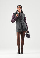 PINKO Gilet GENISTA  grigio e rosa per donna con motivi gessati e spalle strutturate 107428A3FF IN4 PINKO 