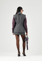 PINKO Gilet GENISTA  grigio e rosa per donna con motivi gessati e spalle strutturate 107428A3FF IN4 PINKO 