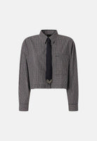 PINKO  Camicia CARLINA cropped a quadretti con cravatta nero-bianco-rosa nero, colore basico nero, donna. 107453A3FQ ZF6 PINKO 