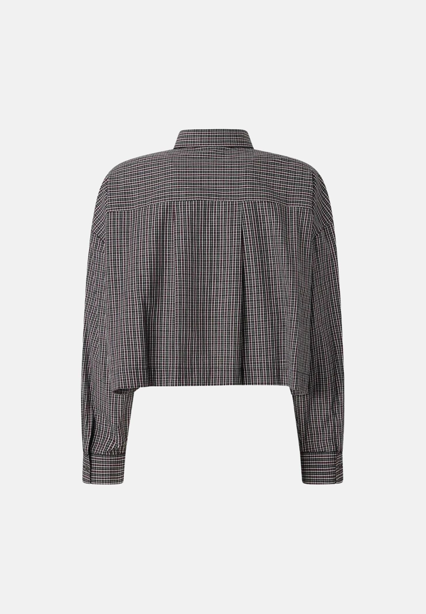 PINKO  Camicia CARLINA cropped a quadretti con cravatta nero-bianco-rosa nero, colore basico nero, donna. 107453A3FQ ZF6 PINKO 