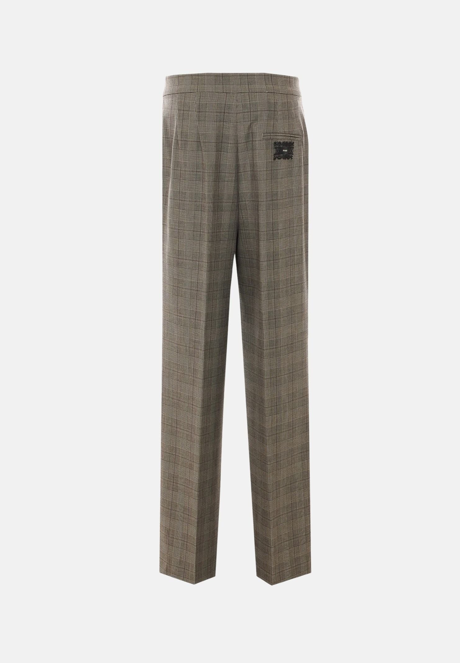 PINKO Pantaloni eleganti PLUMERIA beige-bordeaux da donna con fantasia check e dettaglio sartoriale. 107476A3FF CYZ PINKO 