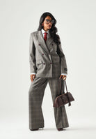 PINKO Pantaloni eleganti PLUMERIA beige-bordeaux da donna con fantasia check e dettaglio sartoriale. 107476A3FF CYZ PINKO 