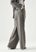 PINKO Pantaloni eleganti PLUMERIA beige-bordeaux da donna con fantasia check e dettaglio sartoriale. 107476A3FF CYZ PINKO 