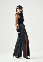 PINKO Jeans WANDA wide leg nero-limousine da donna. 107499A3KM Z99 PINKO 