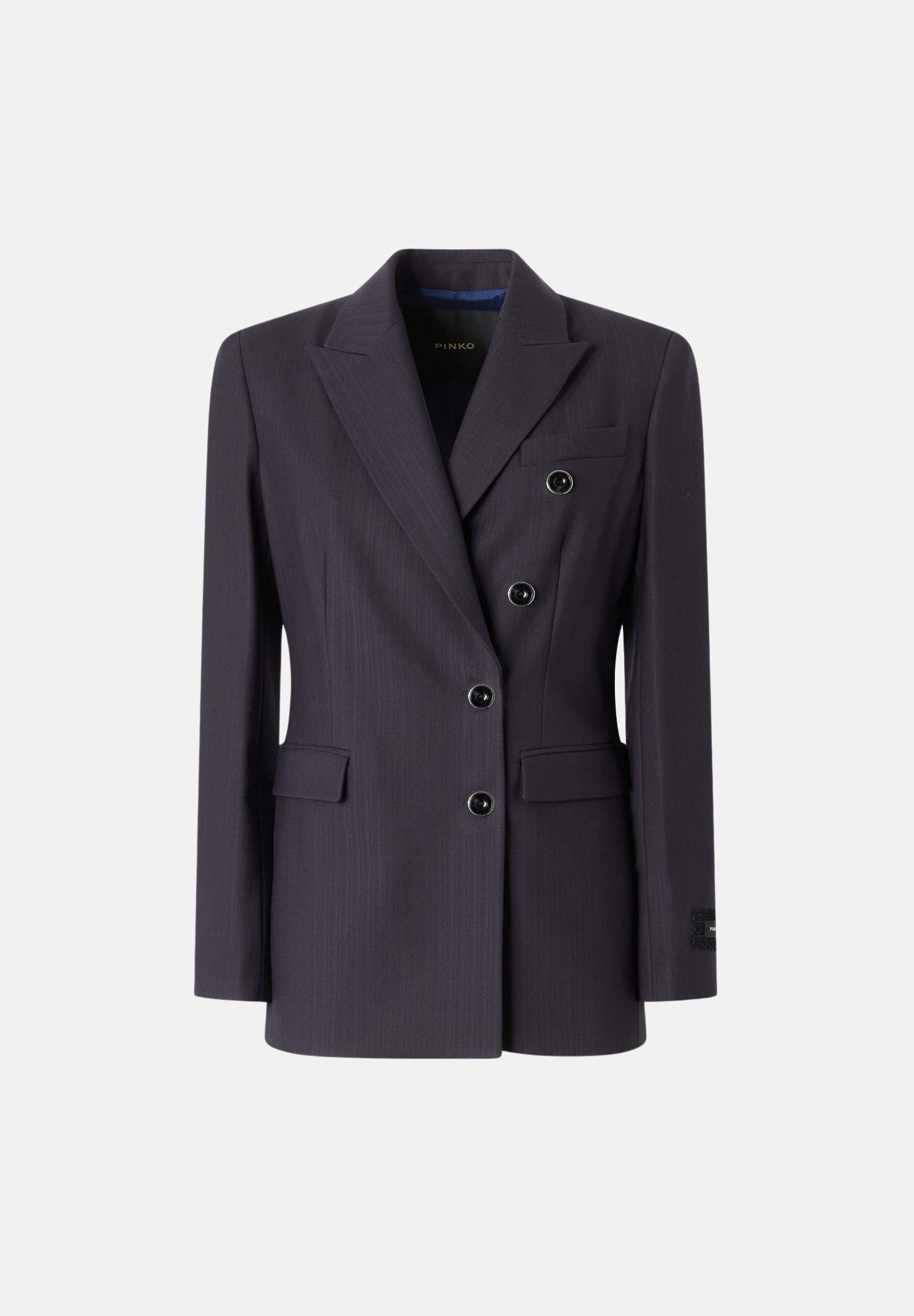 PINKO Giacca NEW AMALFI doppiopetto blu marino da donna con armatura a spiga.<BR/> 107513A3IF G03 PINKO 