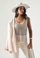 PINKO Top DYANE Crochet Oro Metallico da donna con lavorazione traforata 107518A3IH H78 PINKO 
