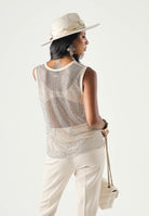 PINKO Top DYANE Crochet Oro Metallico da donna con lavorazione traforata 107518A3IH H78 PINKO 