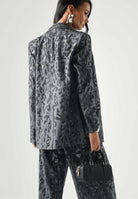 PINKO Giacca JAGUAR doppiopetto dark grigio, grigio scuro da donna <BR/> con motivo jaguar in microstrass. 107519A3GO I90 PINKO 